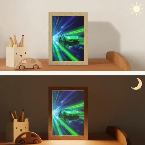 Snelheid - Licht - Sportwagen - Groen Light Box met kabel klein -sfeer3_kind