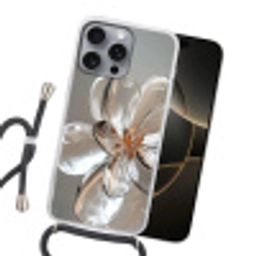 Bloem - Glazen - Doorzichtig Hoesje iPhone 16 Pro Max met koord klein -sfeer1