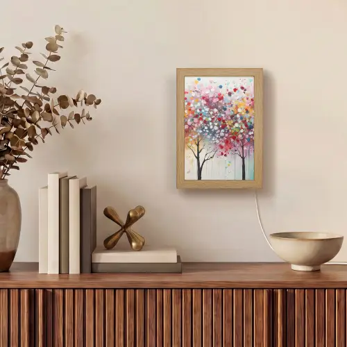 Kunst - Bomen - Natuur - Acryl Light Box met kabel (Tafellamp) klein -sfeer2