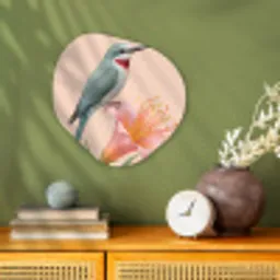 Vogel - Bloem - Natuur - Roze Wandcirkel Organisch Forex 3mm klein -sfeer2
