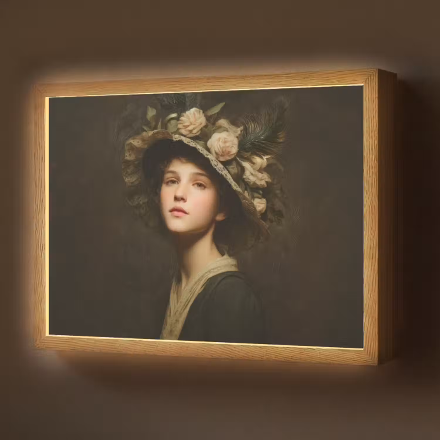 Lightbox - Wandlamp - Bloemenhoed - Portret - Vrouw