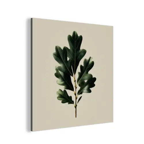 Eikenbladeren - Beige - Groen - Golvende randen aluminium wit klein -3d