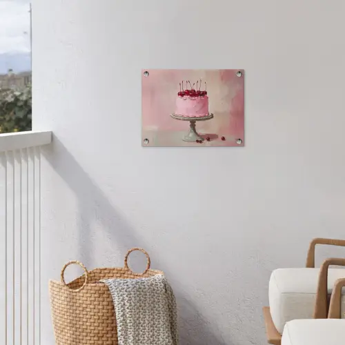 Taart - Pink - Cherry tuinposter los doek klein -sfeer8