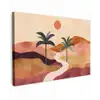Heuvels - Palmbomen - Abstract Tuinposter op houten frame 2 cm dik klein -3d