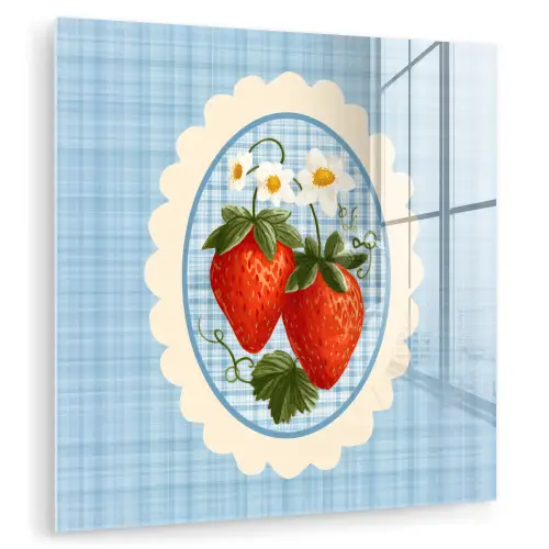 Aardbeien - Lijst - Rood - Geruit plexiglas 5mm klein -zzzproduct_nieuw