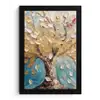 Boom - Blauw - Goud - Abstract - Modern fotolijst zwart zonder passe partout klein -3d