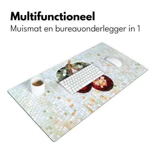 Kersen - Rood - Mozaïek - Blaadjes Muismat XXL klein -sfeer4