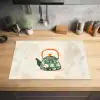 Theepot - Groen - Bloemen - Oranje Inductie beschermer vinyl 3mm klein -sfeer5