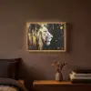 Portret - Leeuw - Abstract - Goud Light Box met batterij (Wandlamp) middel -sfeer4