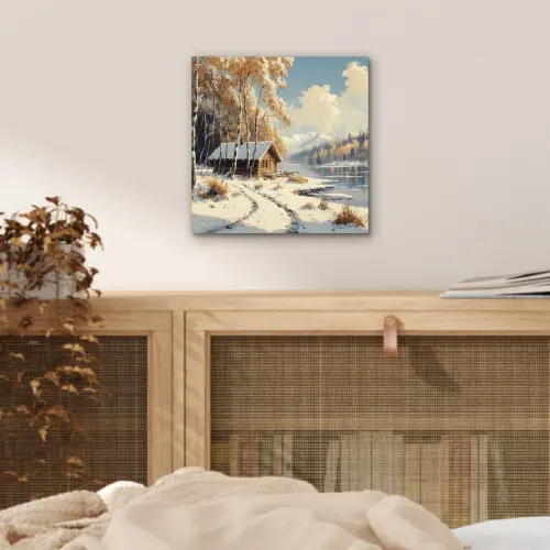 Winter - Sneeuw - Huis - Natuur aluminium wit klein -sfeer3