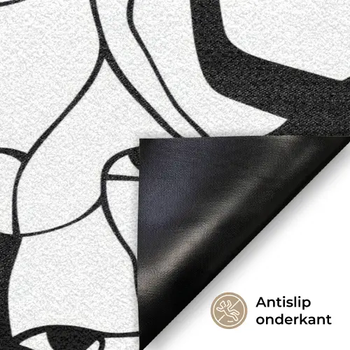 Lijnen - Gezichten - Zwart - Wit Deurmat klein 898 -antislip_NL