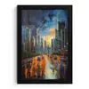 Auto - Skyline - Zon - Blauw fotolijst zwart zonder passe partout klein -3d
