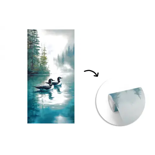 Bos - Water - Eenden - Mistig fotobehang vinyl groot -3d