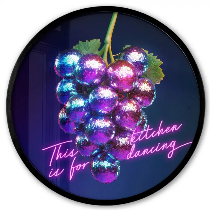Quote - Neon - Disco - Druiven Fotolijst rond zonder passe partout klein -3d