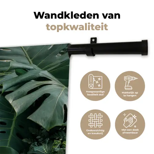 Planten - Jungle - Bladeren - Tropisch Wandkleed katoen klein -sfeer2
