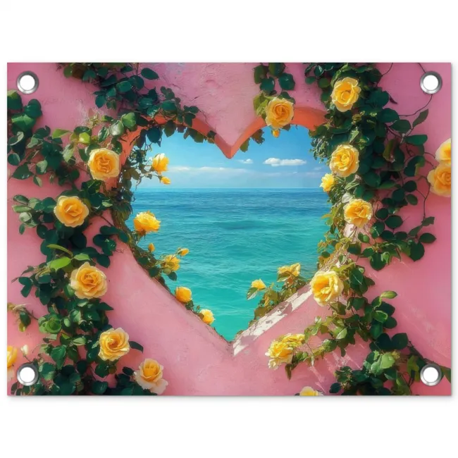 Hart - Zee - Muur tuinposter los doek klein -3d