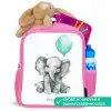 Olifant met blauwe ballon Kinderrugzak - Roze middel -inhoud_NL