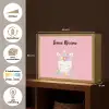 Eenhoorn - Bloemen - Roze Light Box met batterij (Wandlamp kind) middel -USP_websiteoverzichtNL