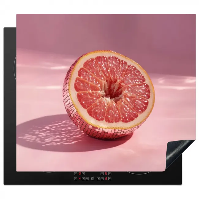 Grapefruit - Roze - Disco - Shiny Inductie beschermer vinyl 3mm middel -3d