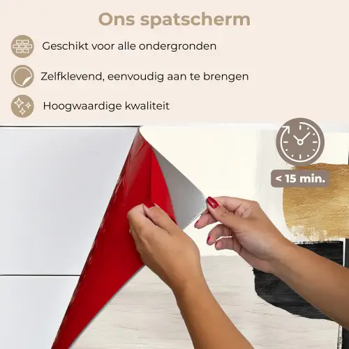 Vormen - Penseelstreken - Abstract - Goud keuken achterwand spatscherm klein -spatscherm_NL