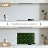 Sierlijk - Bloemen - Groen keuken achterwand spatscherm klein 900 -voor_na_NL