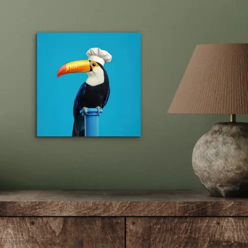 Tucan - Sokkel - Vogel - Koksmuts aluminium wit klein -sfeer2