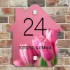 Roze tulpen - Klassiek Naambord Huisje klein -sfeer6