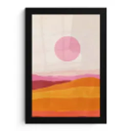 Heuvels - Oranje - Zon - Abstract fotolijst zwart zonder passe partout klein -3d