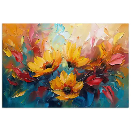 Bloemen - Dahlia - Kunst - Oranje - Watercolor poster papier klein -3d