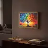 Boom - Kunst - Natuur - Zonsondergang Light Box met batterij (Wandlamp) middel -sfeer1
