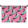Bananen - Patroon - Blauw - Roze Wandkleed katoen klein -zz3d