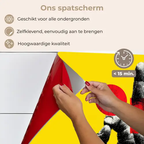 Hand - Rode cirkel - Geel keuken achterwand spatscherm klein -spatscherm_NL