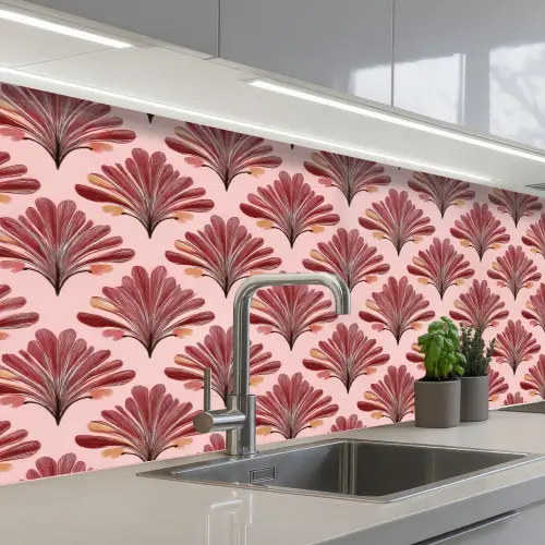 Waaier -  Roze - Rood keuken achterwand 2 middel 871 -3d_schuin