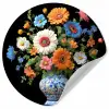 Vaas - Boeket - Bloemen - Kleur Wandcirkel behangsticker klein -3d