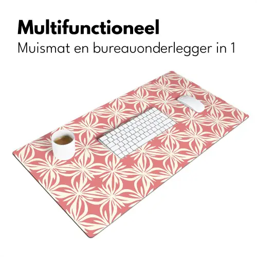 Roze - Bloemenmotief - Wit - Modern Muismat XXL klein 681 -sfeer4