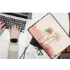 Palmbomen - Heuvels - Minimalistisch - Zachtroze laptophoes neopreen klein -bureau