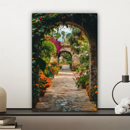 Doorkijk - Bloemen - Poort - Stenen canvas 2cm klein -sfeer6