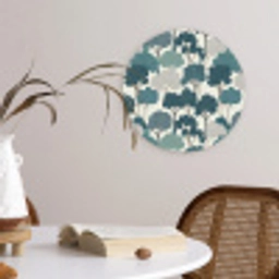 Modern - Bomen - Bos - Patroon - Blauw Wandcirkel kunststof plaat 5mm dik klein 188 -sfeer4