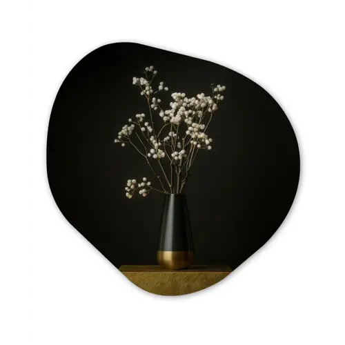 Bloembollen - Wit - Vaas - Minimalistisch Wandcirkel Organisch Aluminium middel -3d