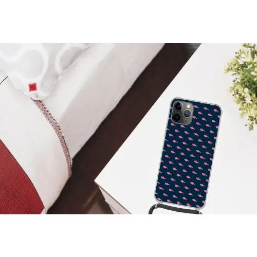 Haaien - Roze - Blauw - Zeedieren Hoesje iPhone 12 Pro met koord klein -kamer
