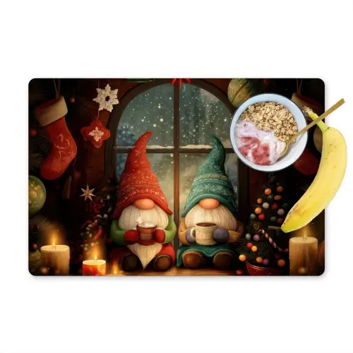 Gnooms - Kerst - Raam - Kleurrijk Placemat vinyl groot -zzzproduct_Kitchenyeah-website