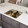 Mona Lisa - Kat - Leonardo da Vinci - Vintage - Kunstwerk - Oude meesters - Schilderij Inductie beschermer vinyl 3mm groot -sfeer8
