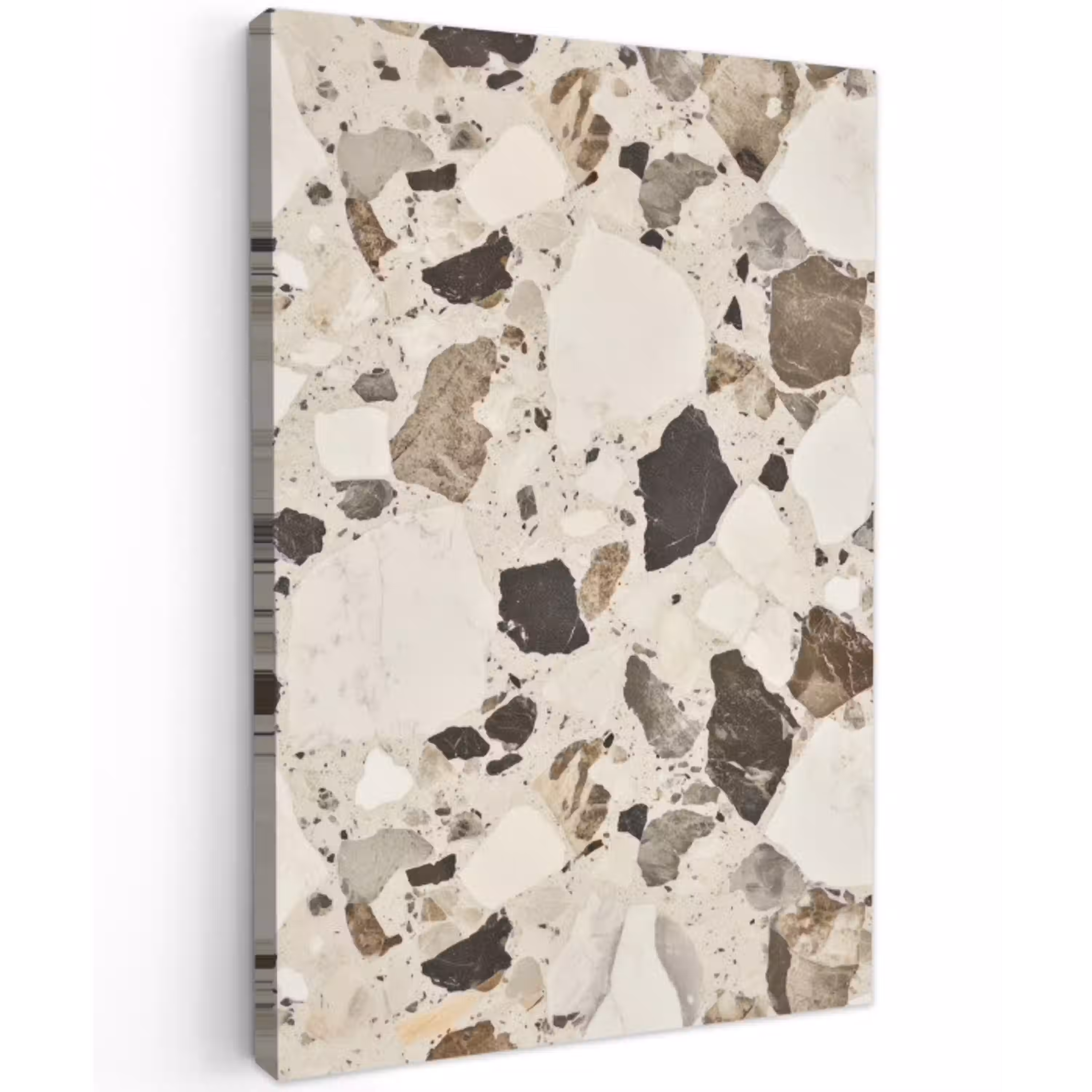 Neutral - Stenen - Decoratie - Terrazzo Tuinposter op houten frame 2 cm dik middel -3d