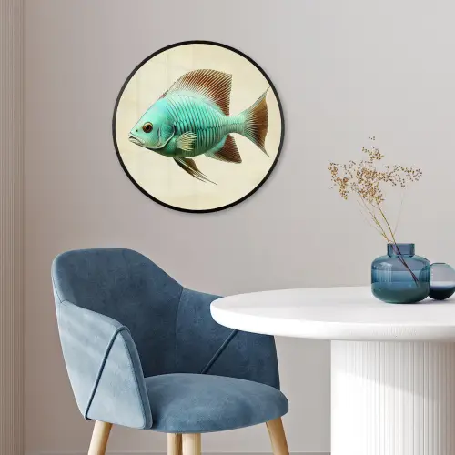 Schubben - Vis - Mint - Minimalistisch Fotolijst rond zonder passe partout klein -sfeer2