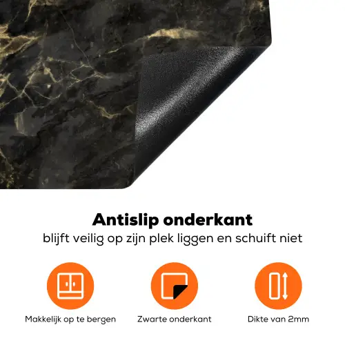 Zwart - Marmer - Goud - Nerf Inductie beschermer vinyl 3mm klein 276 -zzzzzzz-td-onderkant