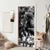 Springen - Paard - Zwart - Wit deurposter klein -sfeer6