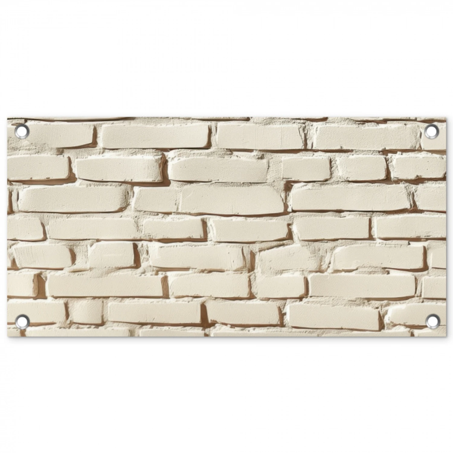 Bakstenen - Muur - Licht - Wit tuinposter los doek klein -3d