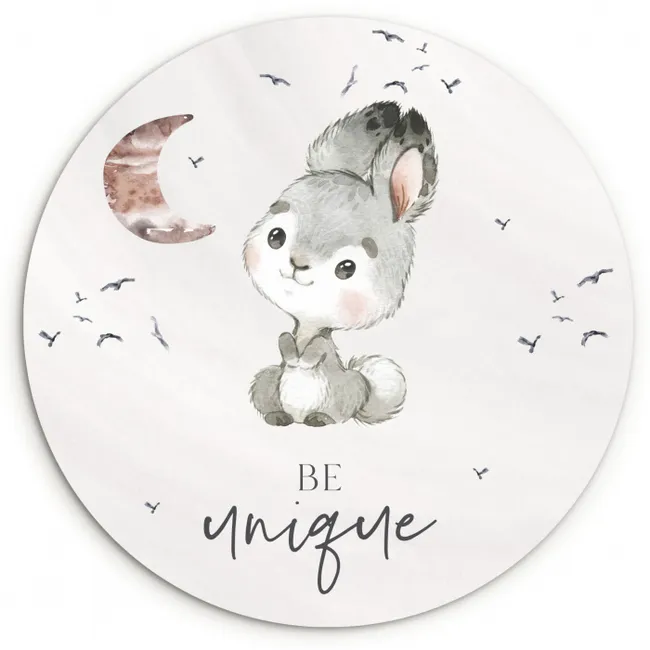 Quotes - Kinderen - Be unique - Jongens - Meisjes - Waterverf Wandcirkel kunststof plaat 5mm dik klein -3d