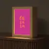 Oh la la - Roze - Oranje - Minimalistisch Light Box met kabel (Tafellamp) klein -z3d_website
