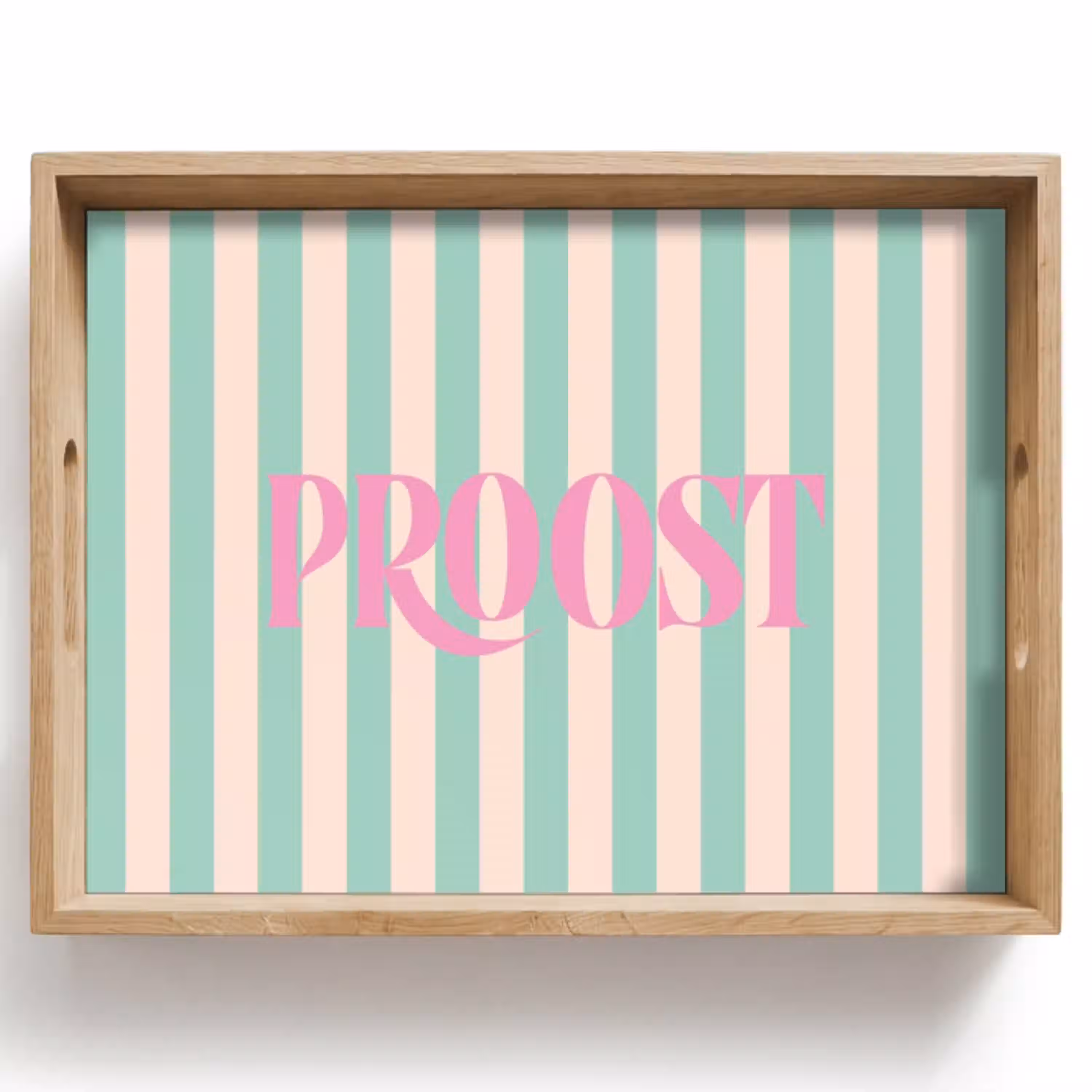 Roze - Groen - Strepen - Proost Dienblad Rechthoek middel -z3d_shopping